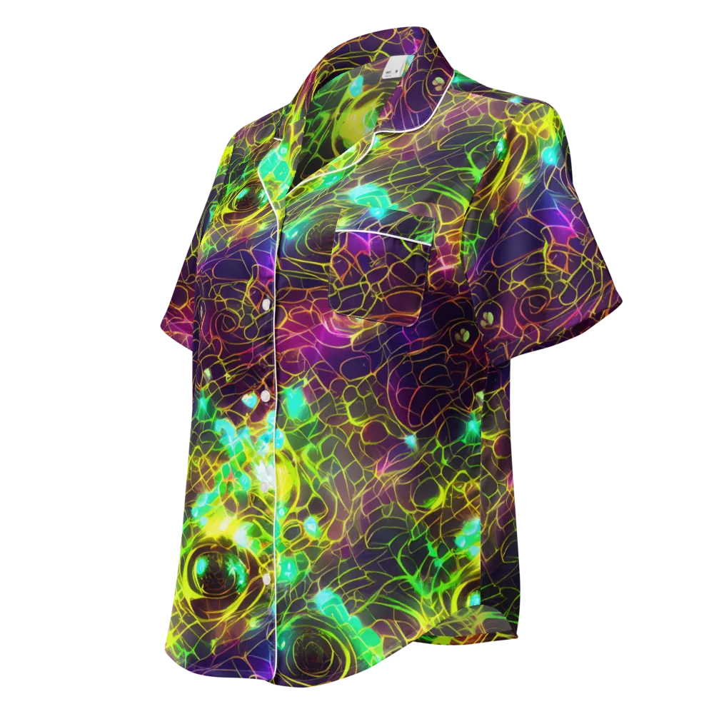 Glow Reef on Women's Short Sleeve Pajama Top — Left Front