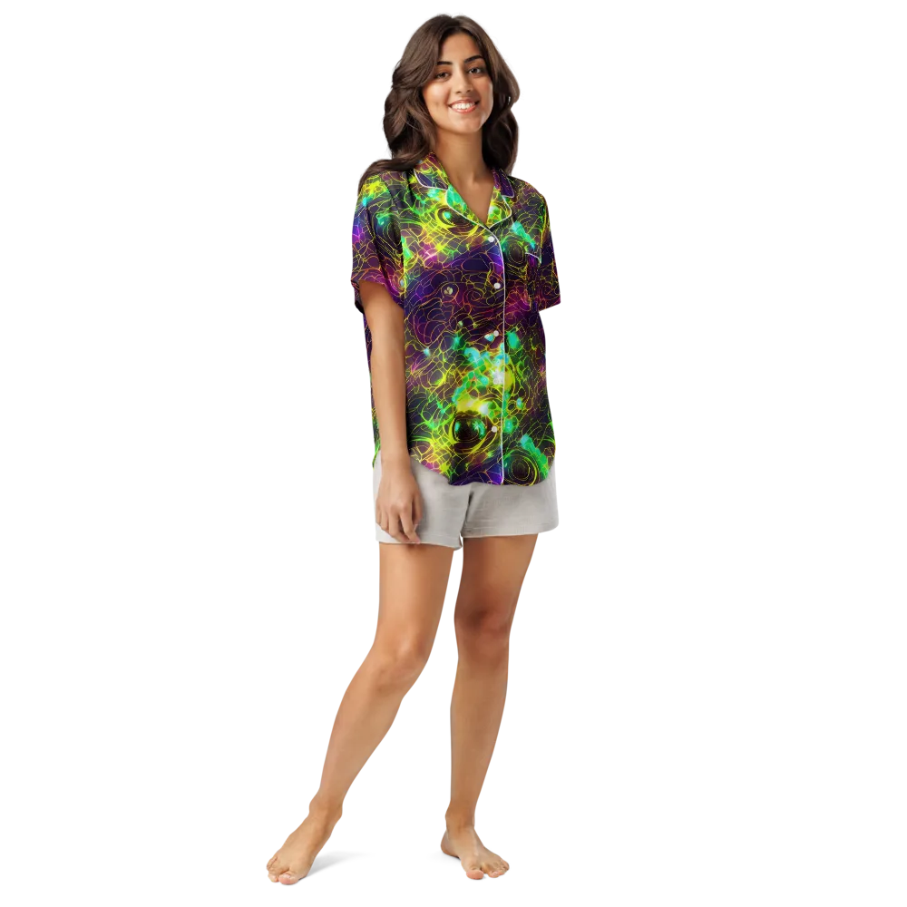 Glow Reef on Women's Short Sleeve Pajama Top — Front