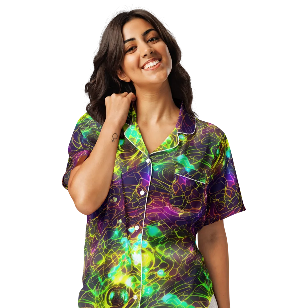 Glow Reef on Women's Short Sleeve Pajama Top — Front