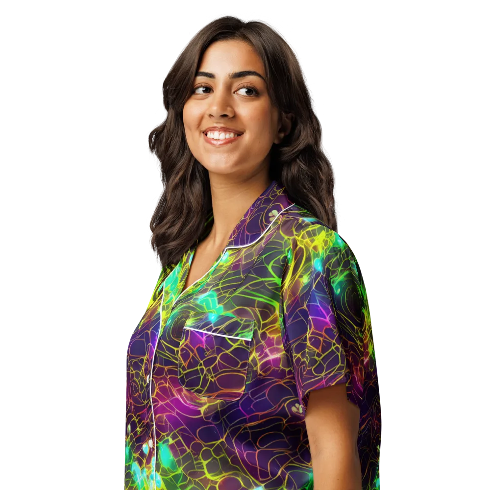 Glow Reef on Women's Short Sleeve Pajama Top — Left Front