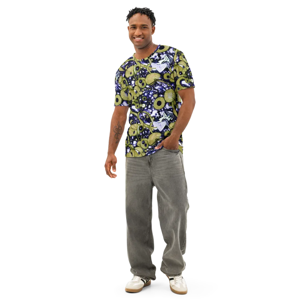 Olive Afterglow on Men's Cotton Crew Neck T-Shirt — Front