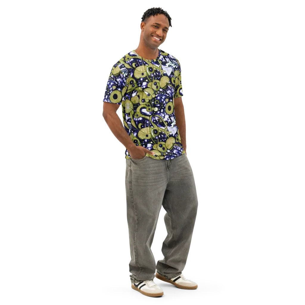 Olive Afterglow on Men's Cotton Crew Neck T-Shirt — Right Front