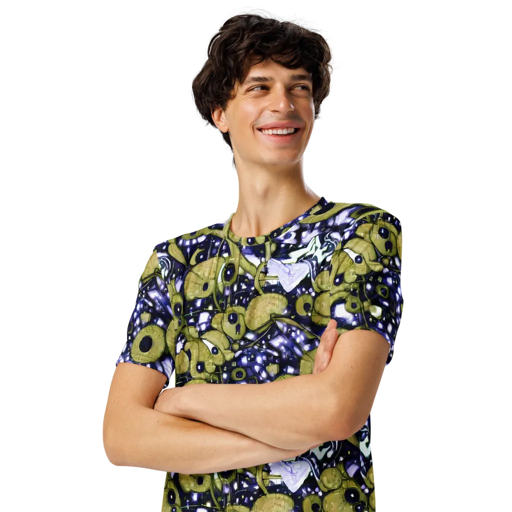 Olive Afterglow on Men's Crew Neck T-Shirt — Left Front