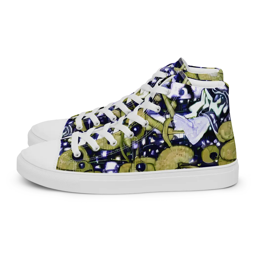 Olive Afterglow on Men's High Top Canvas Shoes — Left