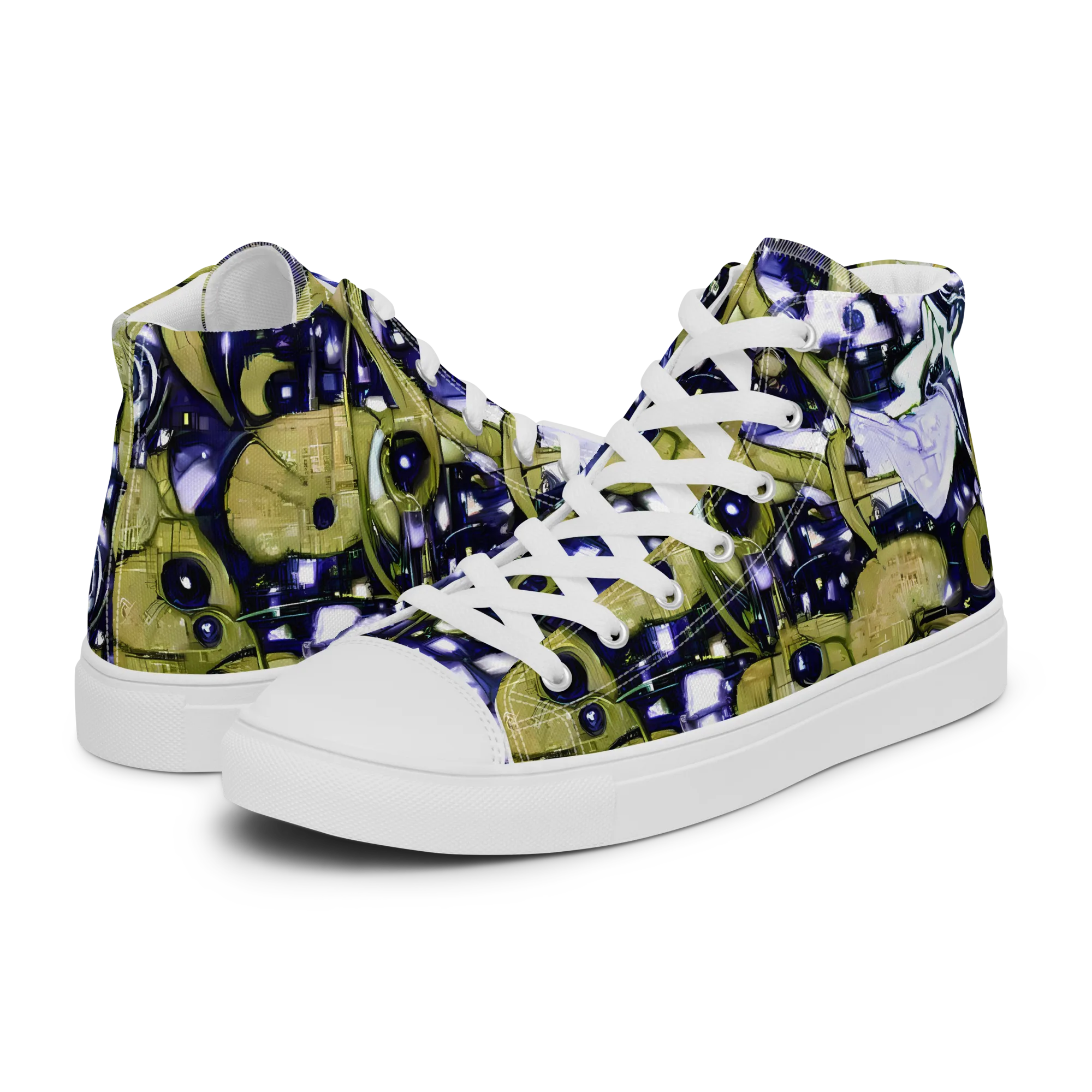 Olive Afterglow on Men's High Top Canvas Shoes — Left