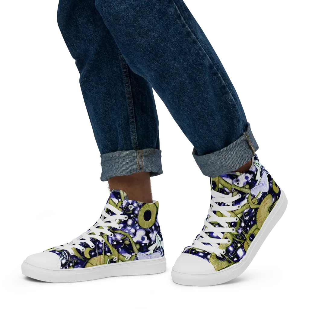 Olive Afterglow on Men's High Top Canvas Shoes — Left