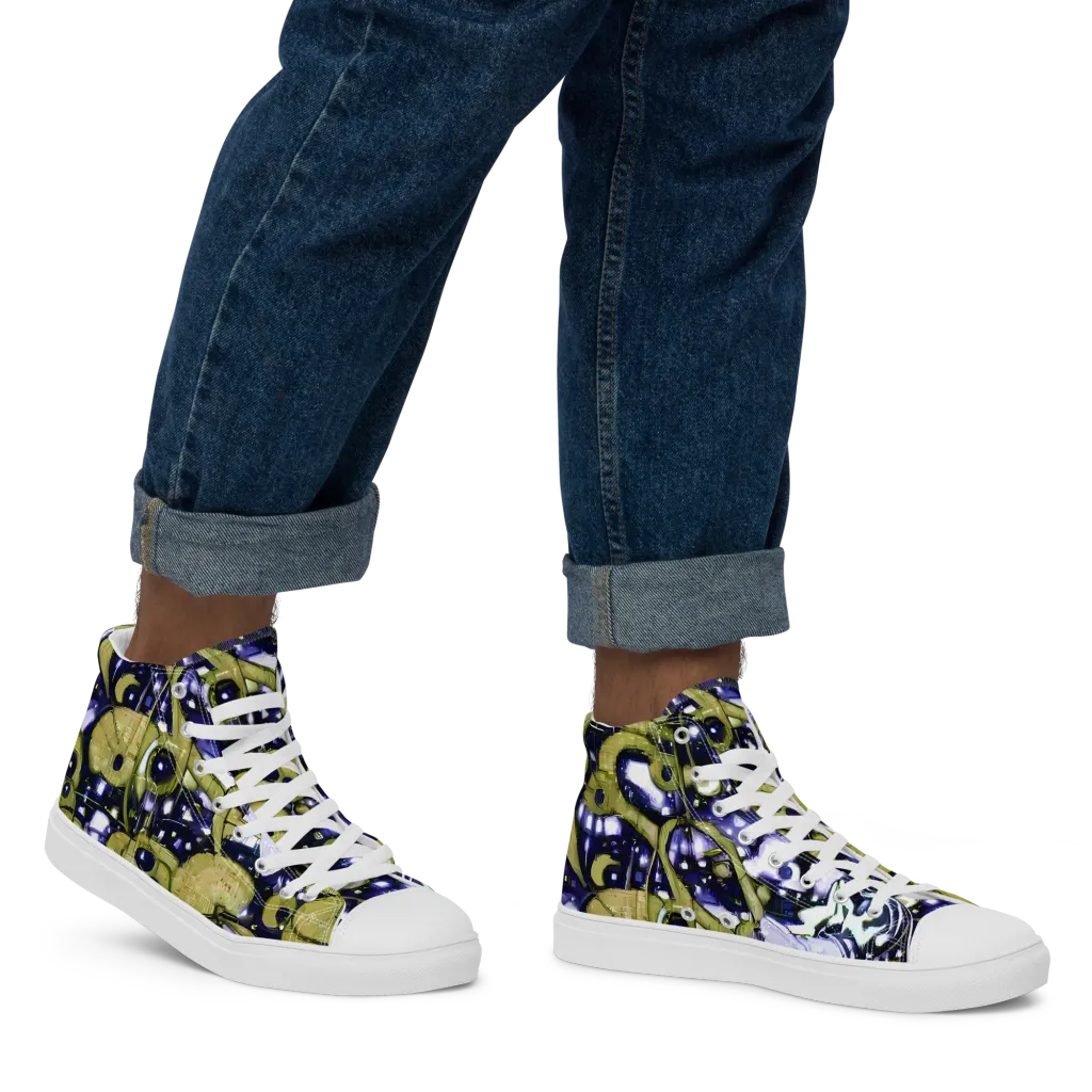 Olive Afterglow on Men's High Top Canvas Shoes — Right