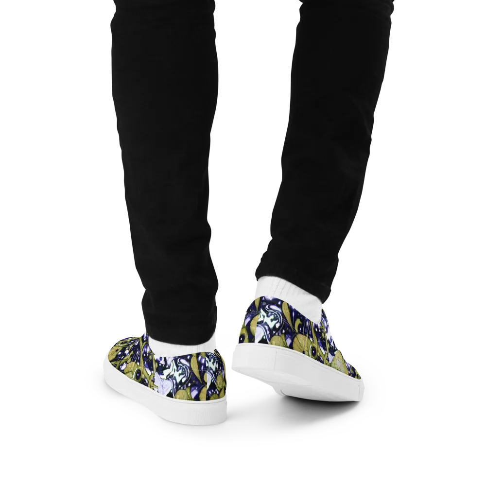 Olive Afterglow on Men's Lace-Up Canvas Shoes — Back