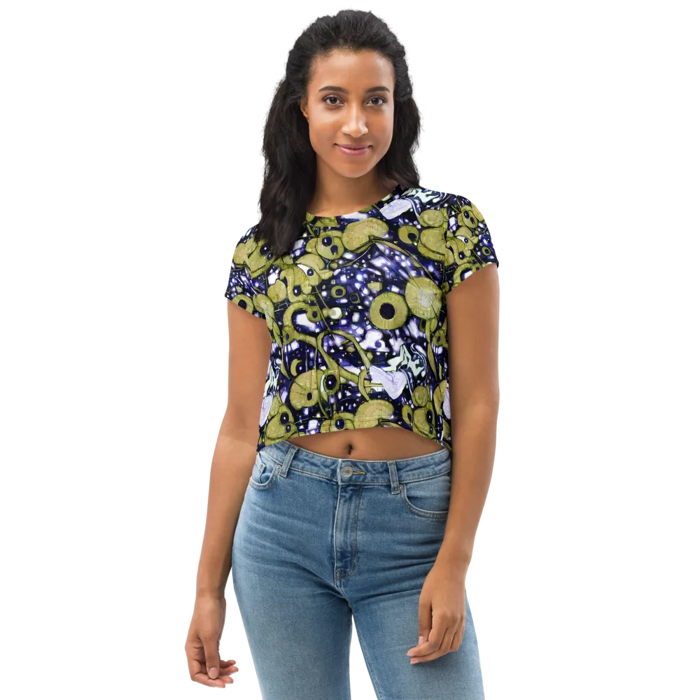 Olive Afterglow on Crop Tee — Front
