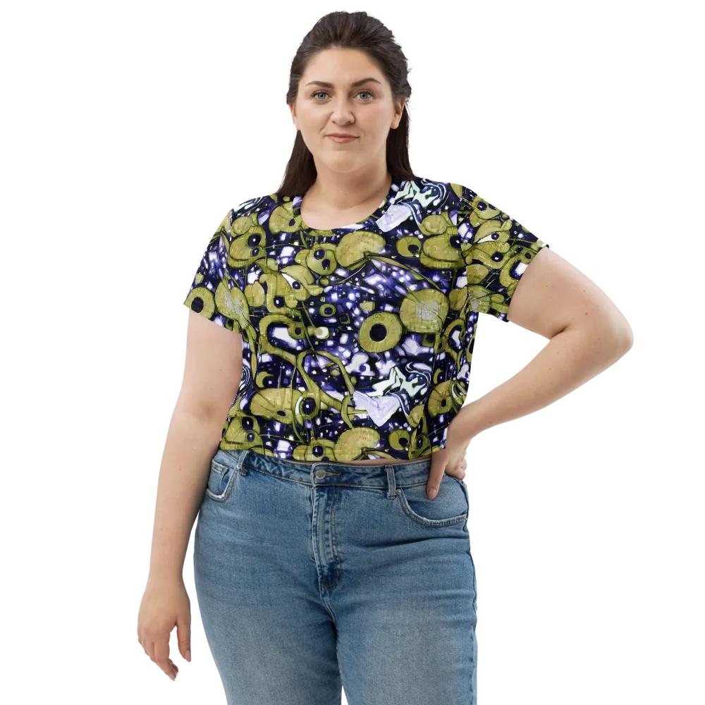 Olive Afterglow on Crop Tee — Front
