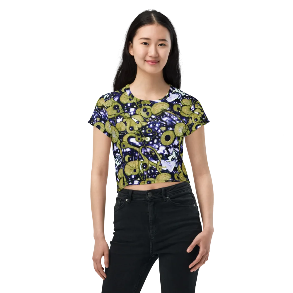 Olive Afterglow on Crop Tee — Front