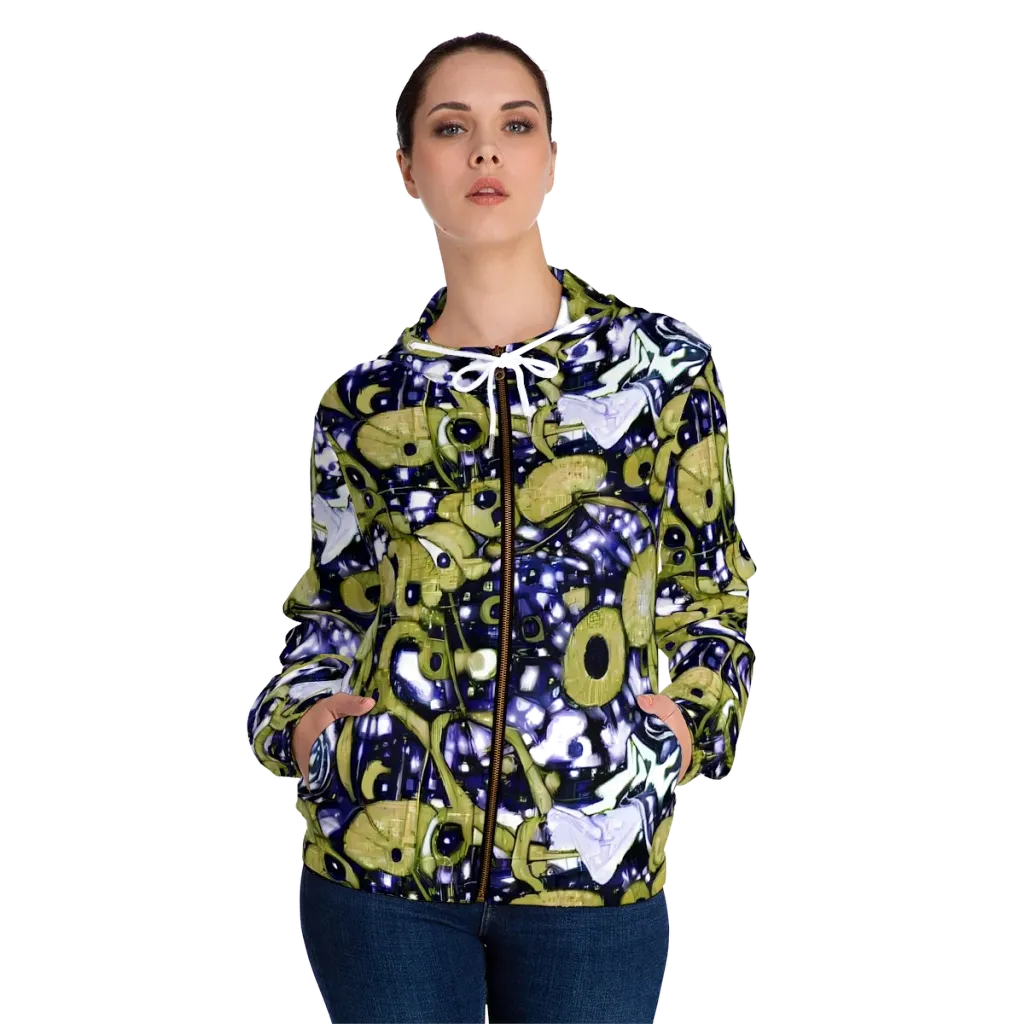 Olive Afterglow on Women's Full-Zip Hoodie — Front On Person