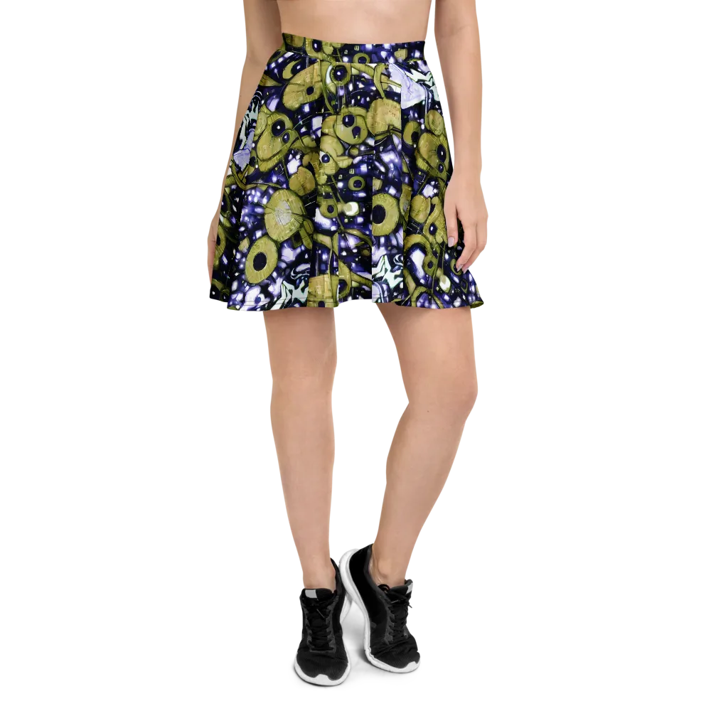 Olive Afterglow on Skater Skirt — Front