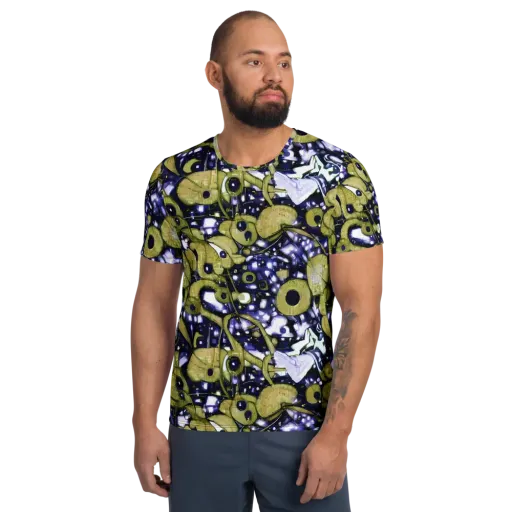 Olive Afterglow on a Men's Athletic T-Shirt