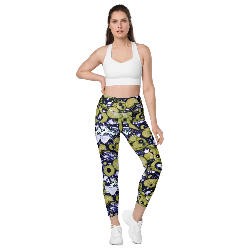 Olive Afterglow on Leggings with Pockets — Front