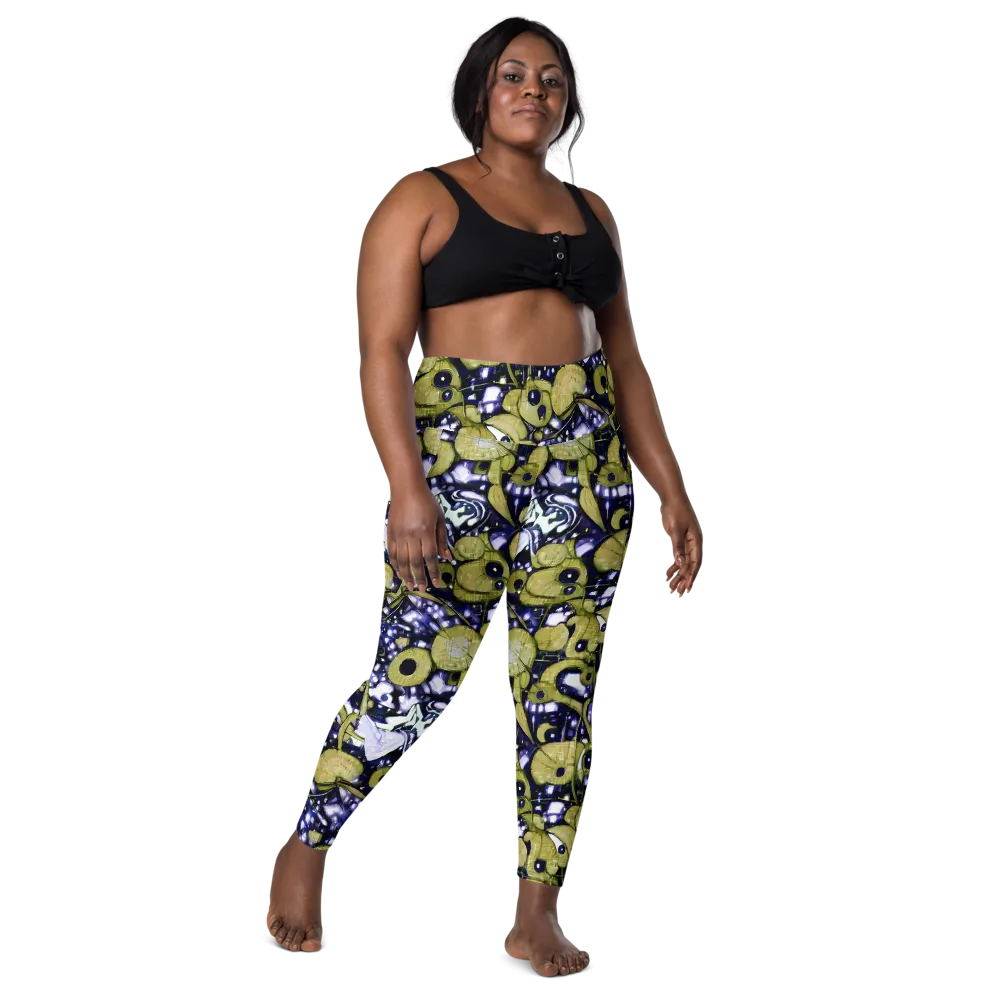 Olive Afterglow on Leggings with Pockets — Front