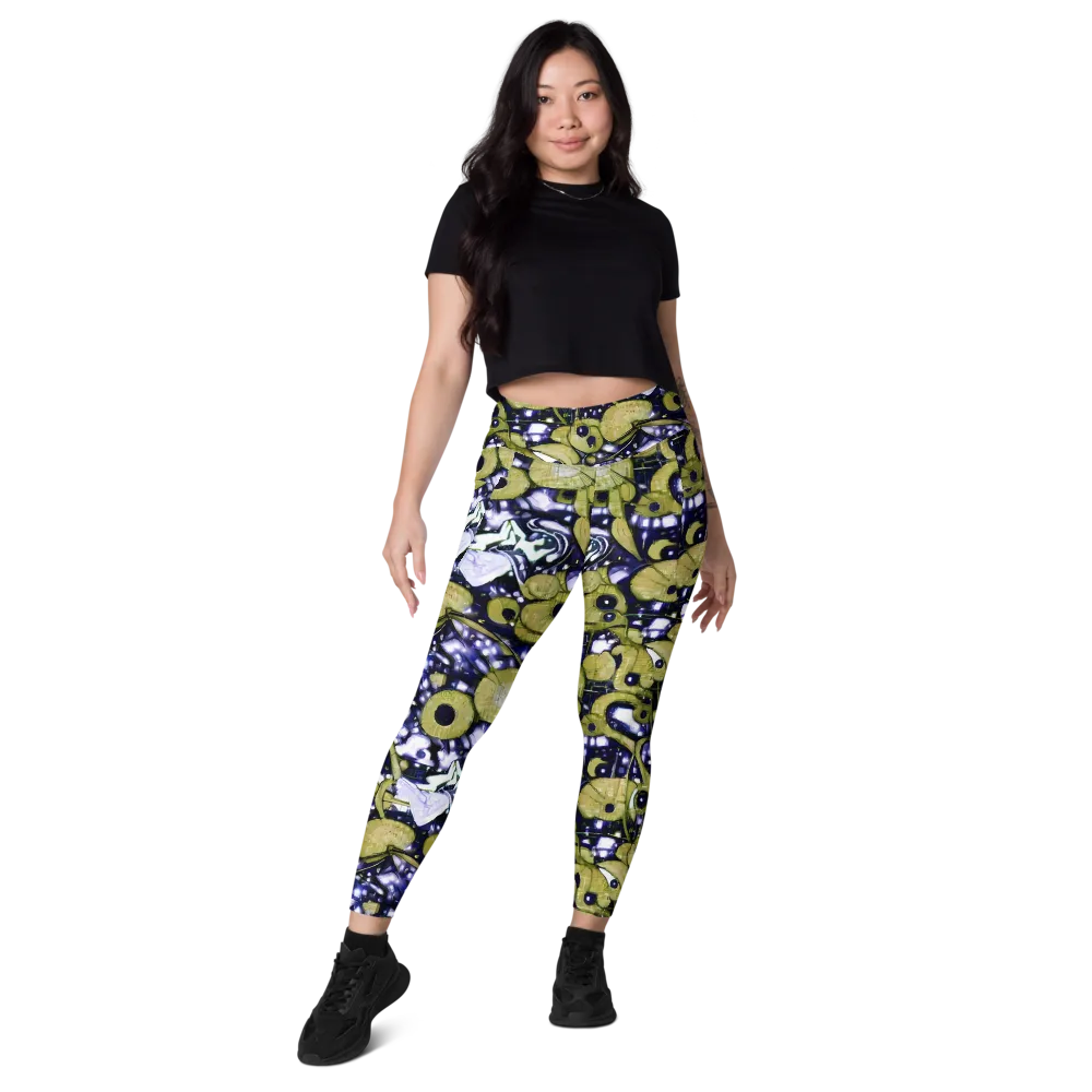 Olive Afterglow on Leggings with Pockets — Front