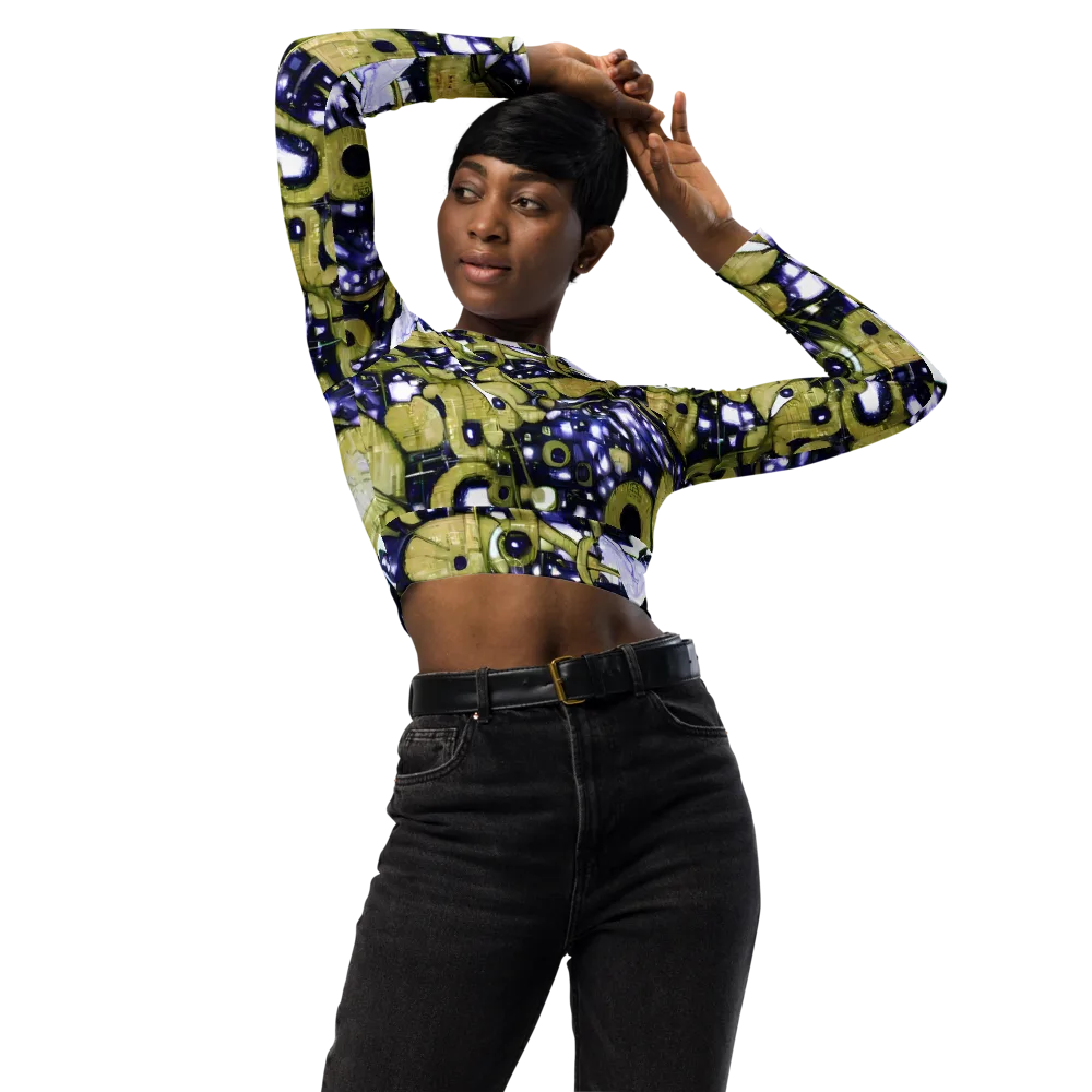 Olive Afterglow on Long Sleeve Crop Top — Front