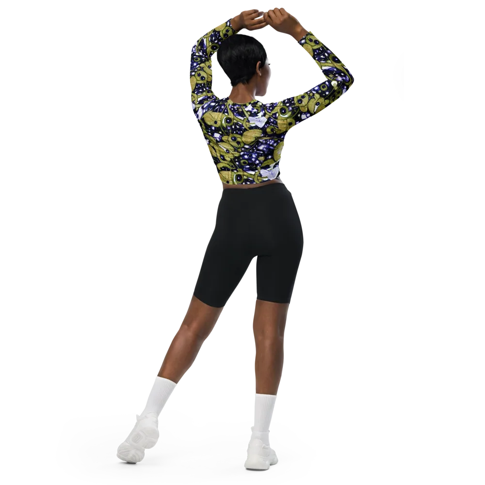 Olive Afterglow on Long Sleeve Crop Top — Back