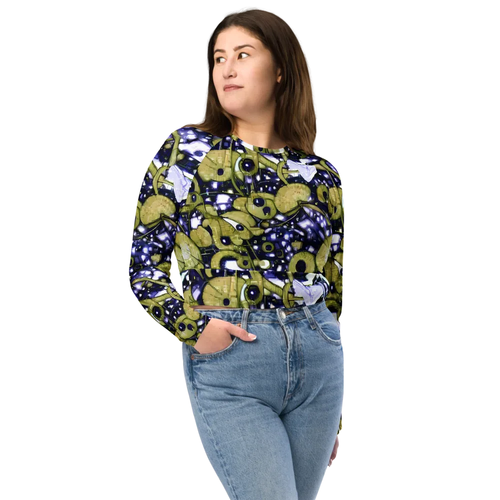 Olive Afterglow on Long Sleeve Crop Top — Front