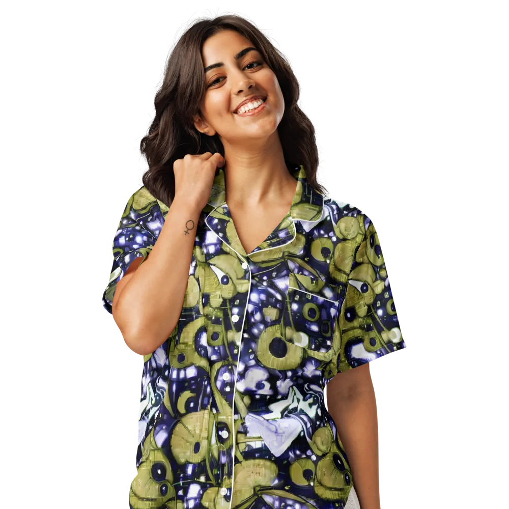 Olive Afterglow on Women's Short Sleeve Pajama Top — Front