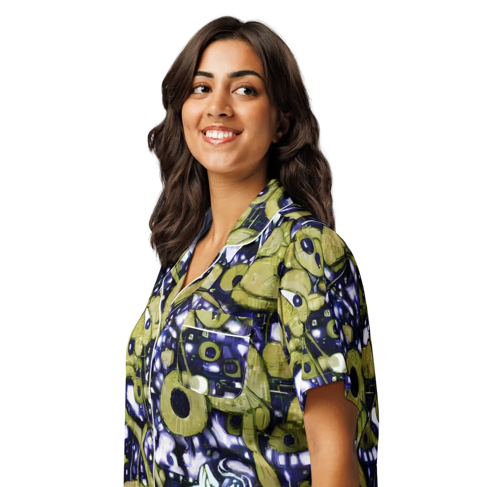 Olive Afterglow on Women's Short Sleeve Pajama Top — Left Front