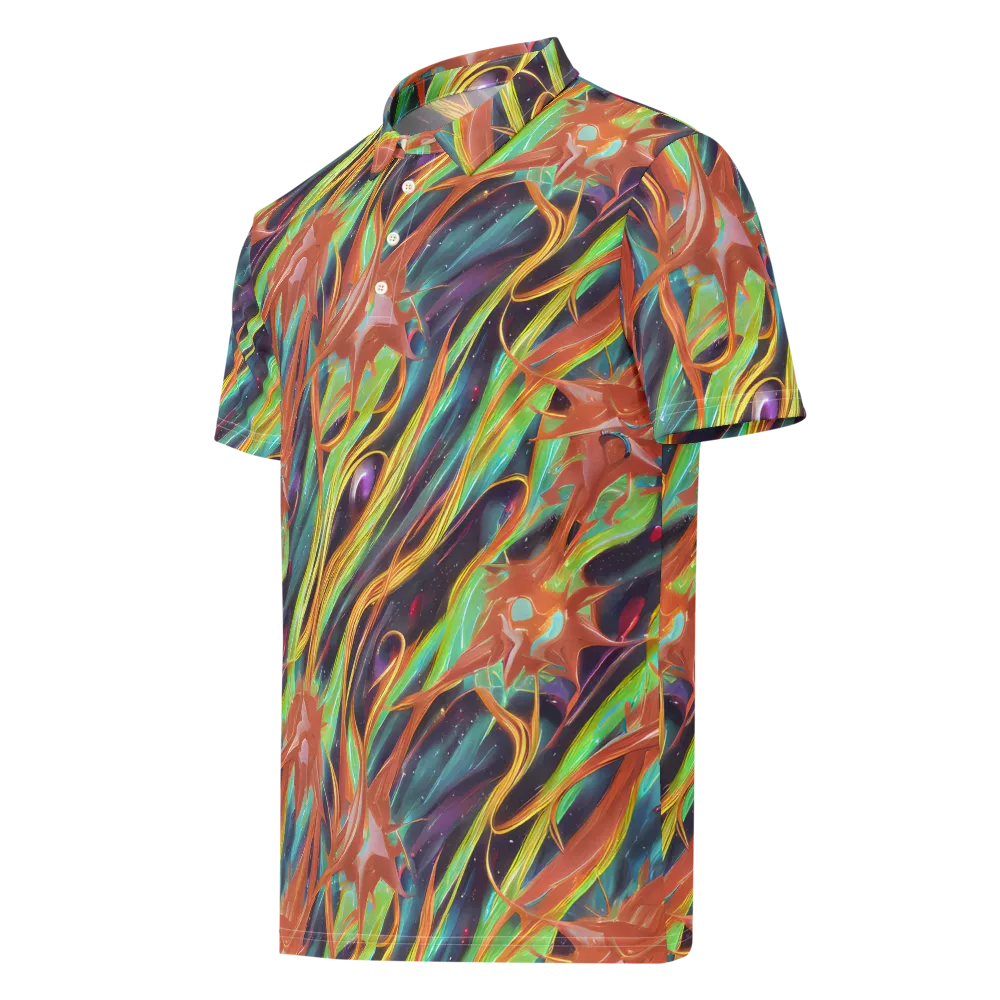 Neon Tidal Bloom on Men's Slim Fit Polo Shirt — Left Front
