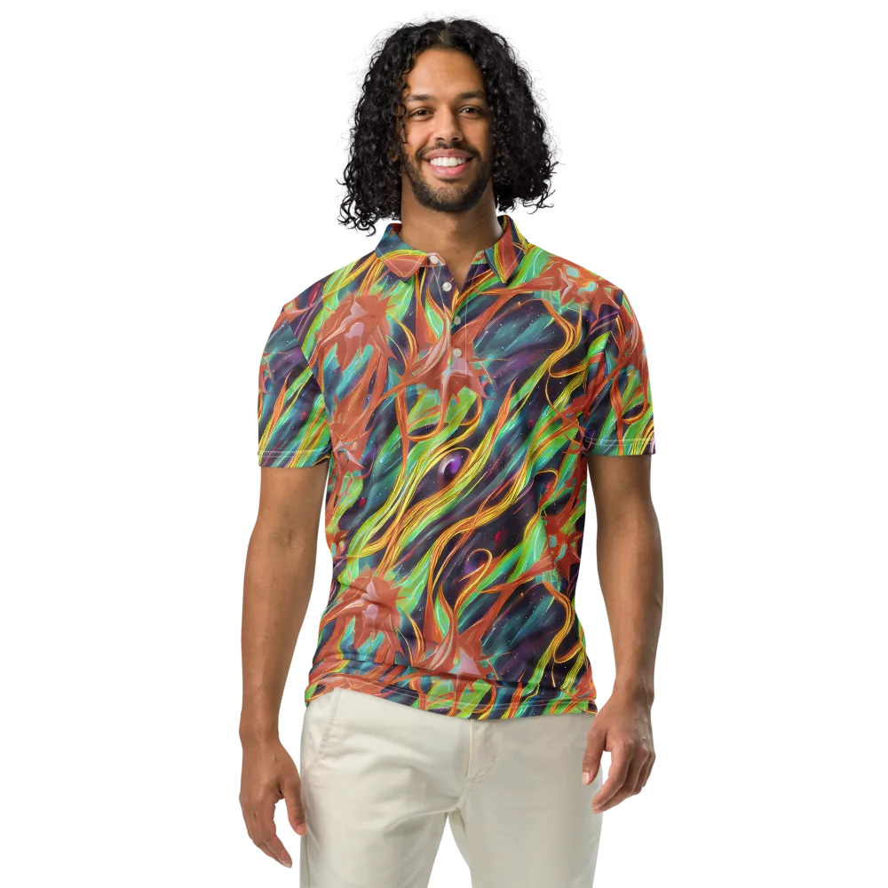 Neon Tidal Bloom on Men's Slim Fit Polo Shirt — Front