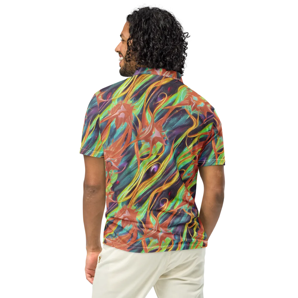 Neon Tidal Bloom on Men's Slim Fit Polo Shirt — Back