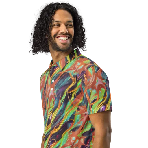 Neon Tidal Bloom on a Men's Slim Fit Polo Shirt