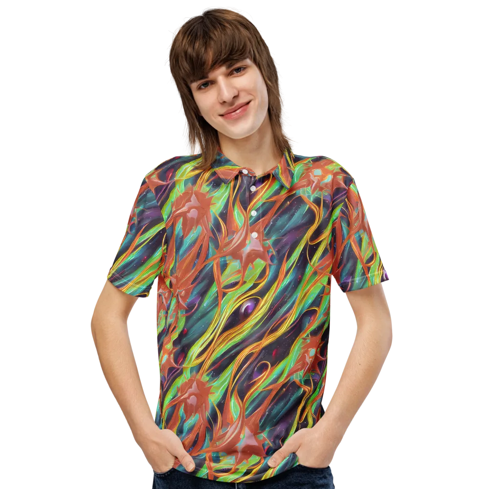 Neon Tidal Bloom on Men's Slim Fit Polo Shirt — Front