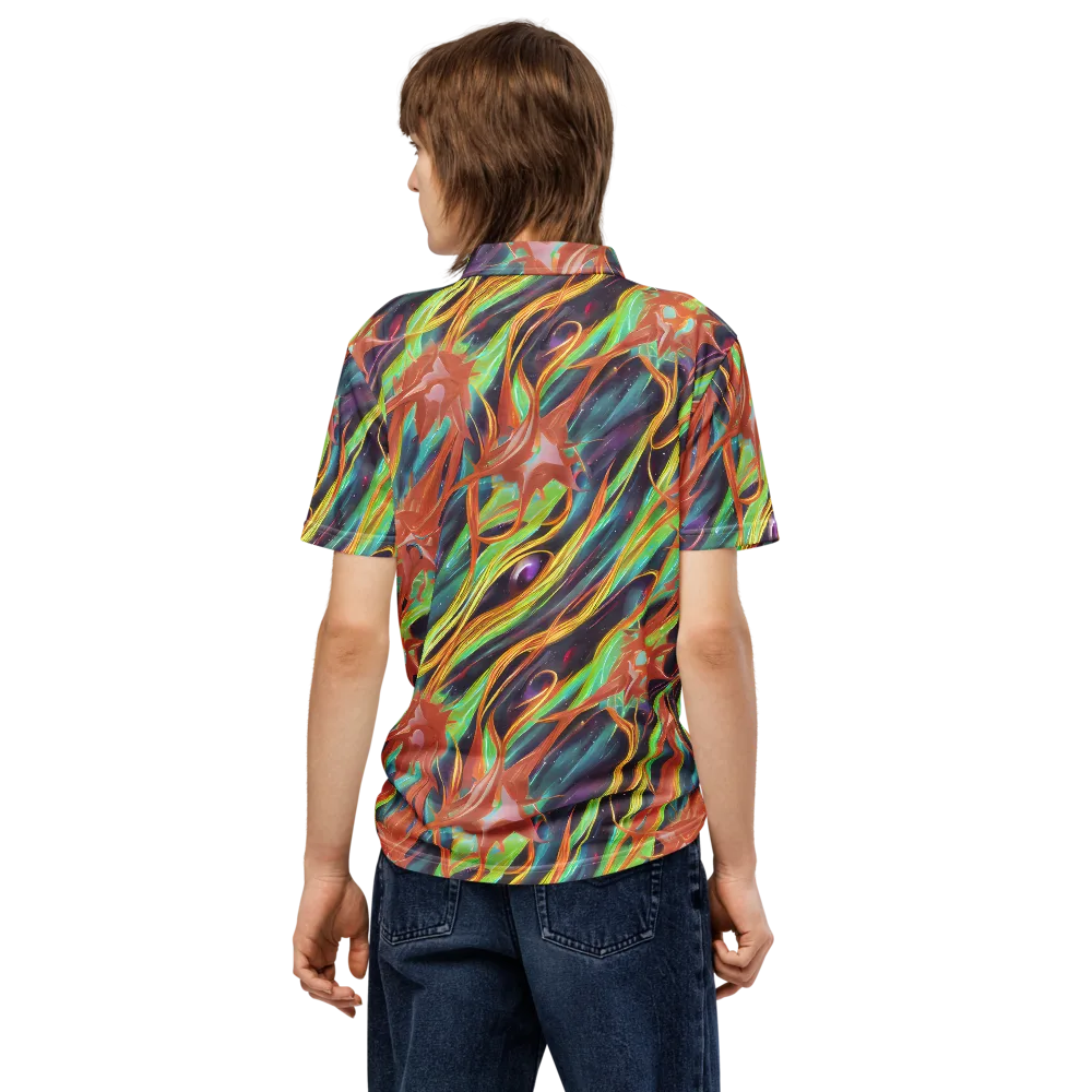 Neon Tidal Bloom on Men's Slim Fit Polo Shirt — Back