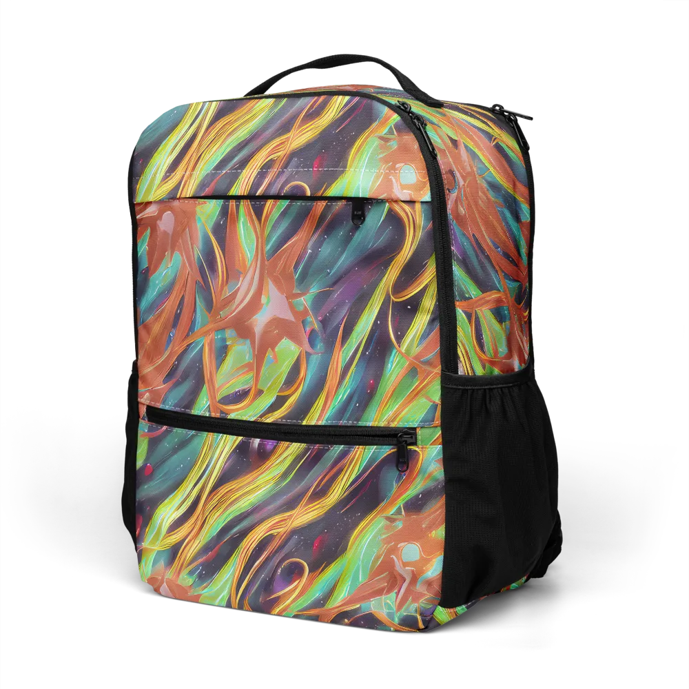 Neon Tidal Bloom on Utility Backpack — Left Front