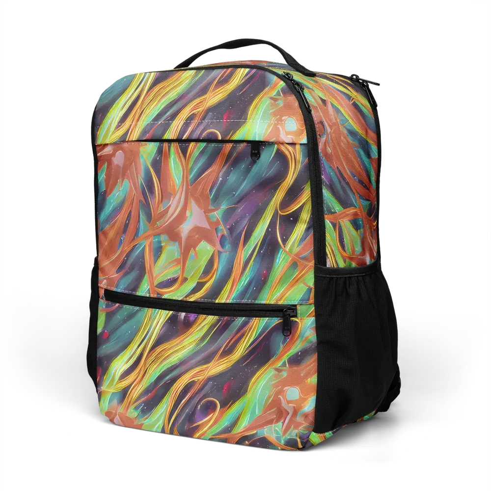 Neon Tidal Bloom on Utility Backpack — Left Front