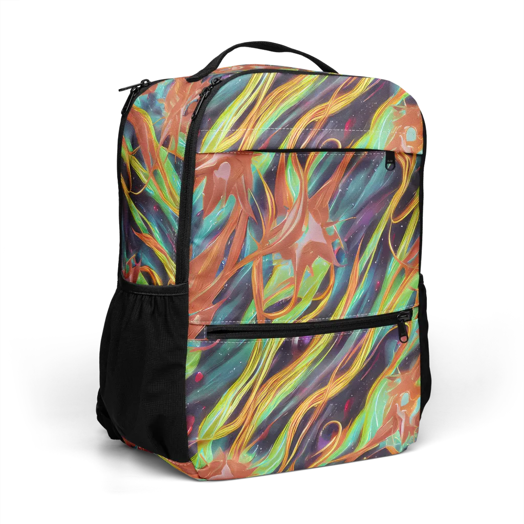 Neon Tidal Bloom on Utility Backpack — Right Front