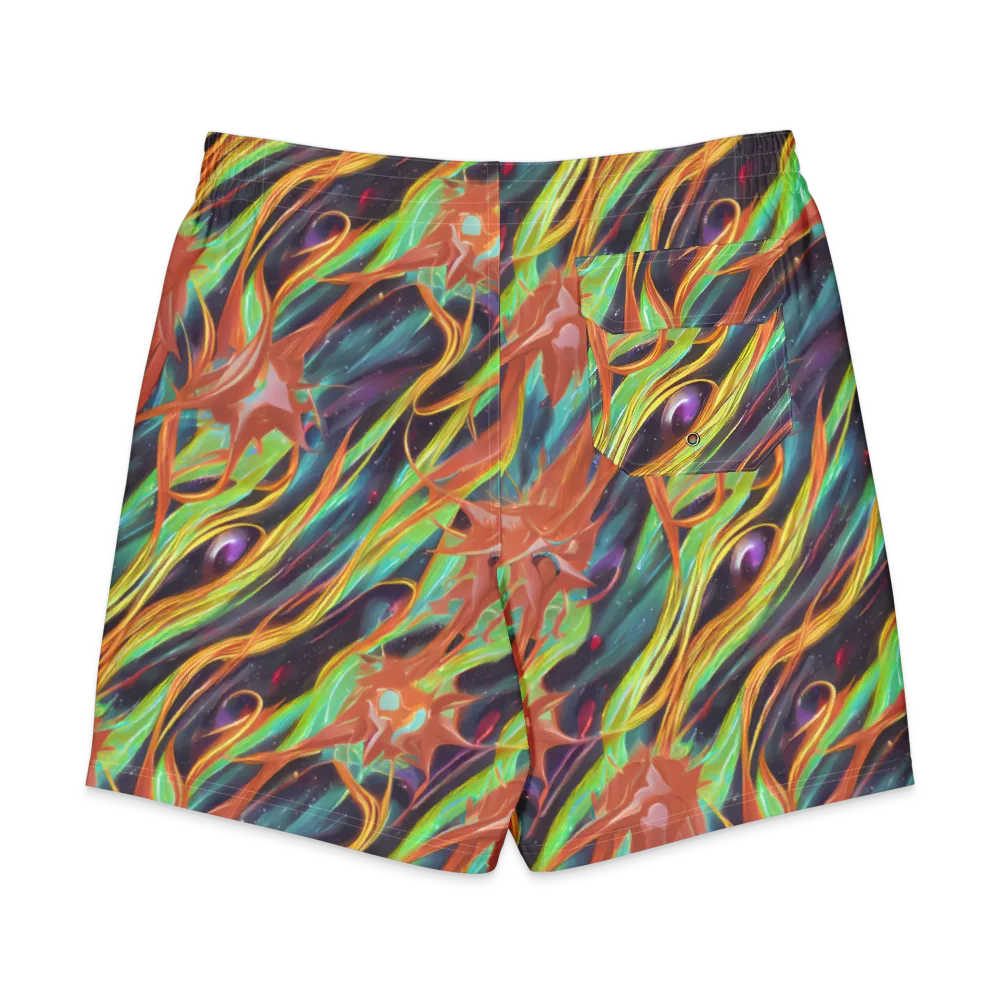 Neon Tidal Bloom on Men's Board Shorts — Back