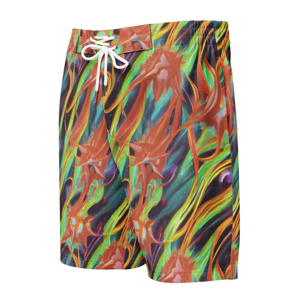 Neon Tidal Bloom on Men's Board Shorts — Front