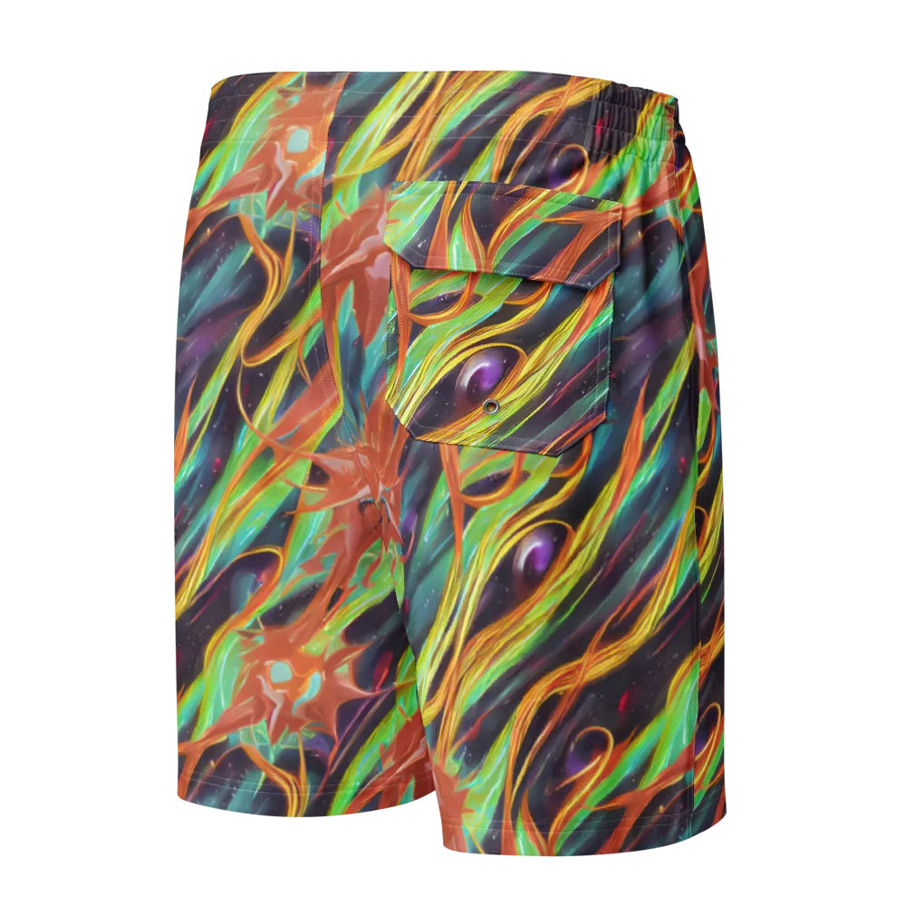 Neon Tidal Bloom on Men's Board Shorts — Back