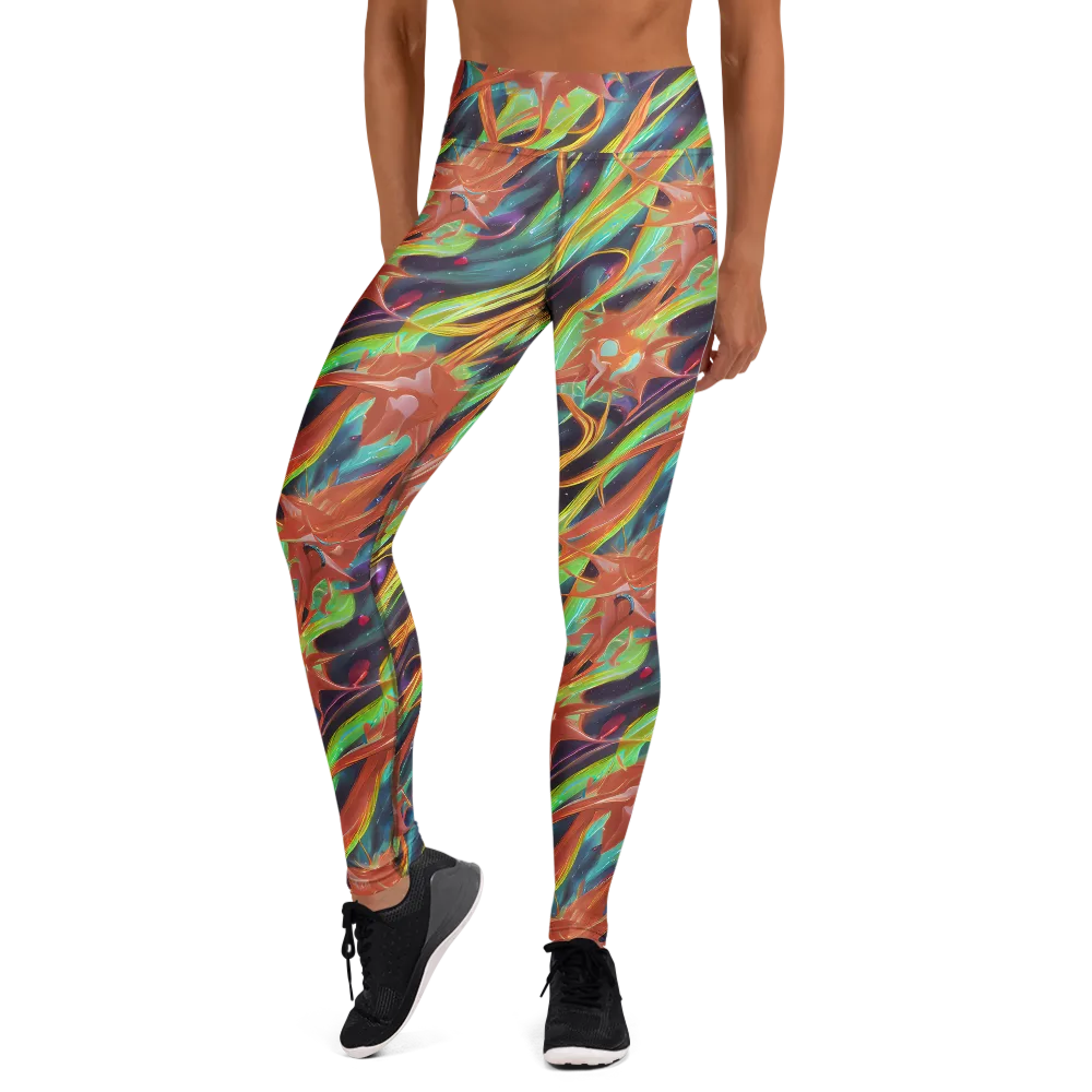 Neon Tidal Bloom on Yoga Leggings — Front