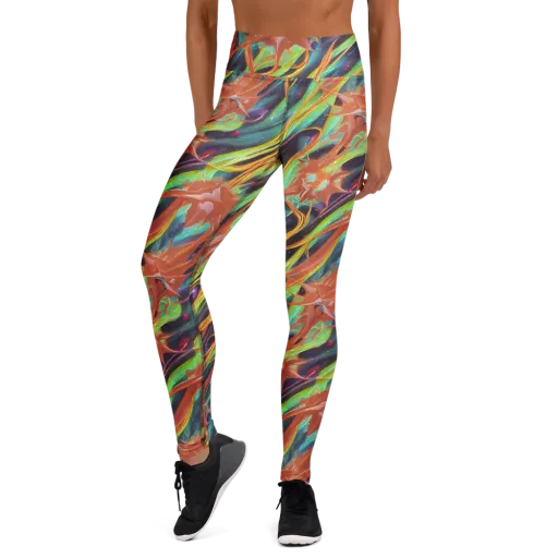 Neon Tidal Bloom on a Yoga Leggings