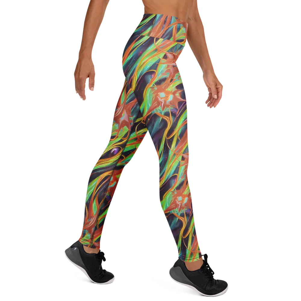 Neon Tidal Bloom on Yoga Leggings — Right