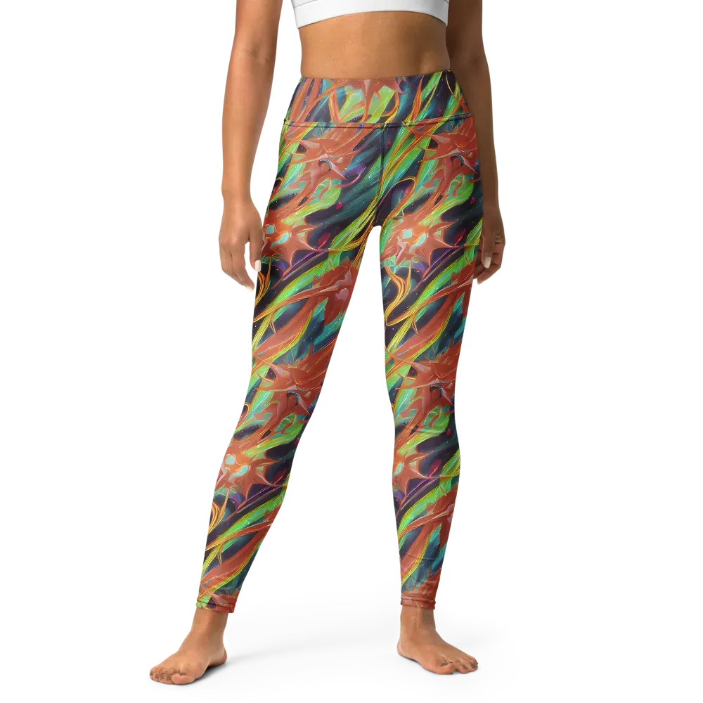 Neon Tidal Bloom on Yoga Leggings — Front