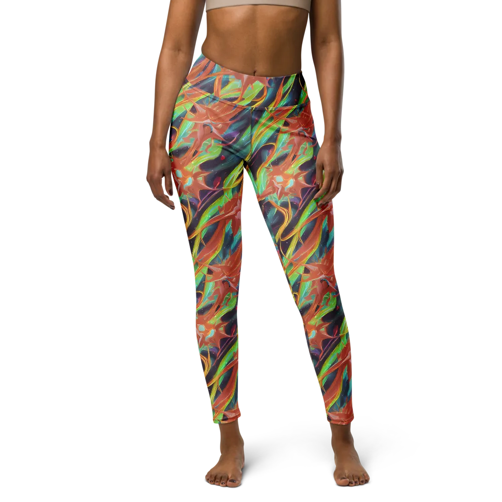 Neon Tidal Bloom on Yoga Leggings — Front