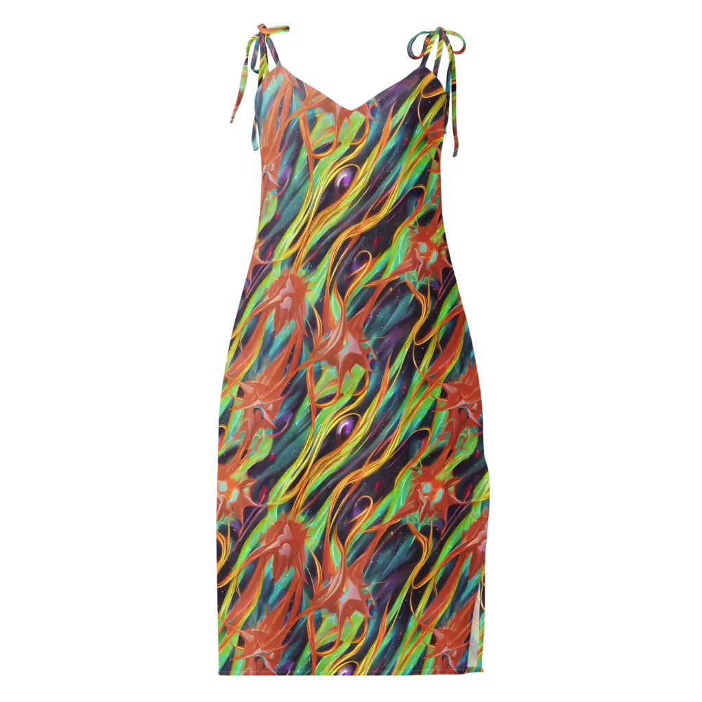 Neon Tidal Bloom on Slip Dress — Front