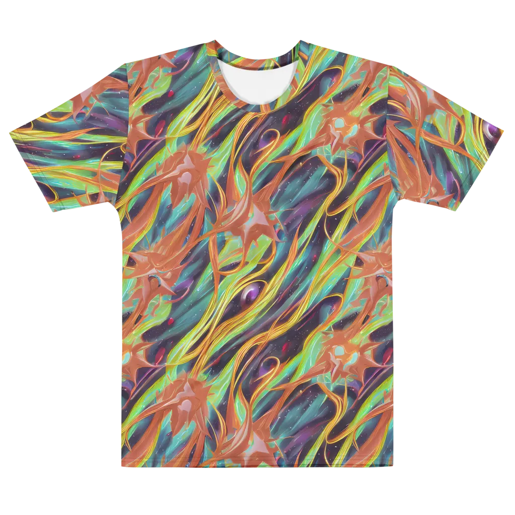 Neon Tidal Bloom on Men's Cotton Crew Neck T-Shirt — Front