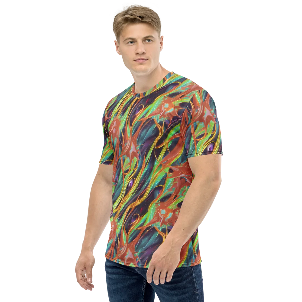 Neon Tidal Bloom on Men's Crew Neck T-Shirt — Left