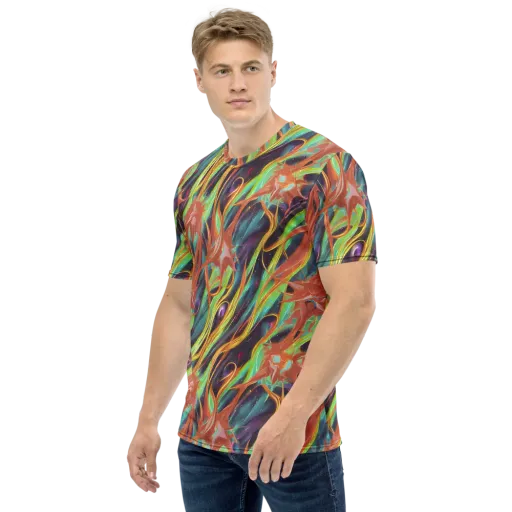 Neon Tidal Bloom on a Men's Crew Neck T-Shirt