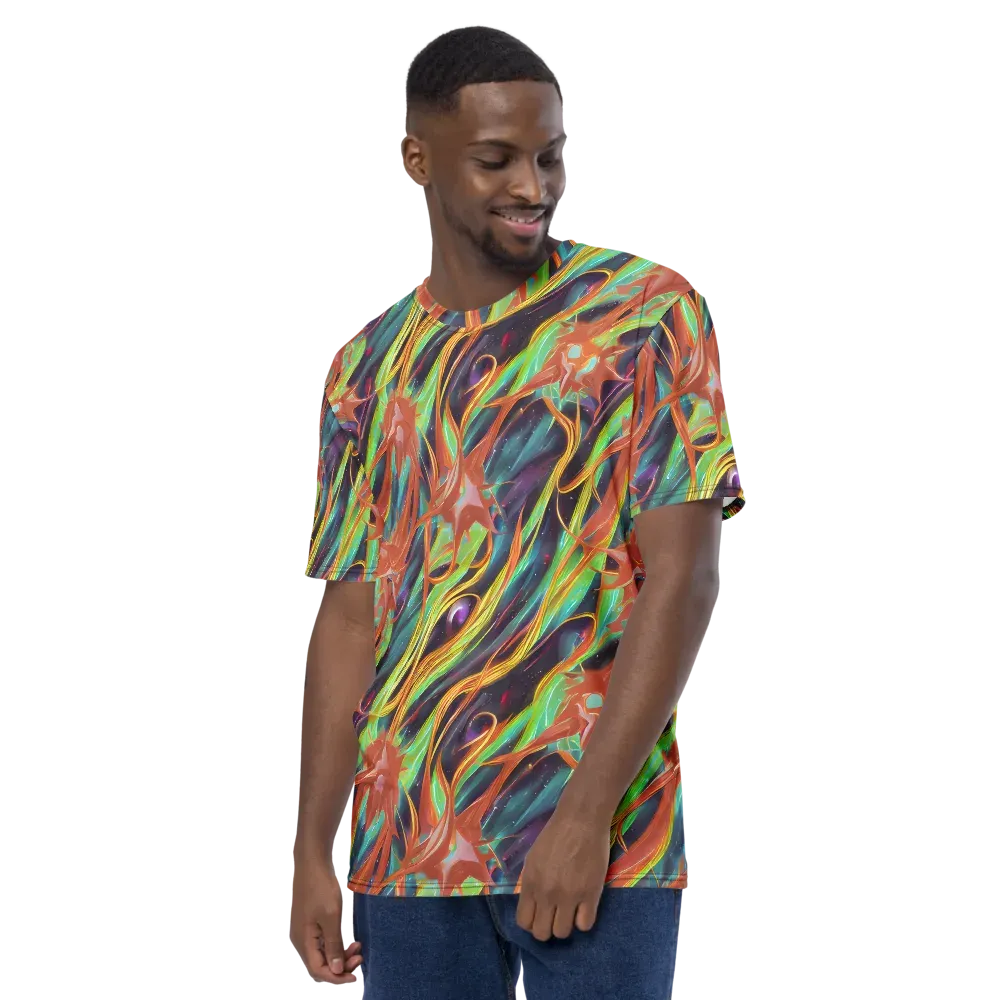 Neon Tidal Bloom on Men's Crew Neck T-Shirt — Left