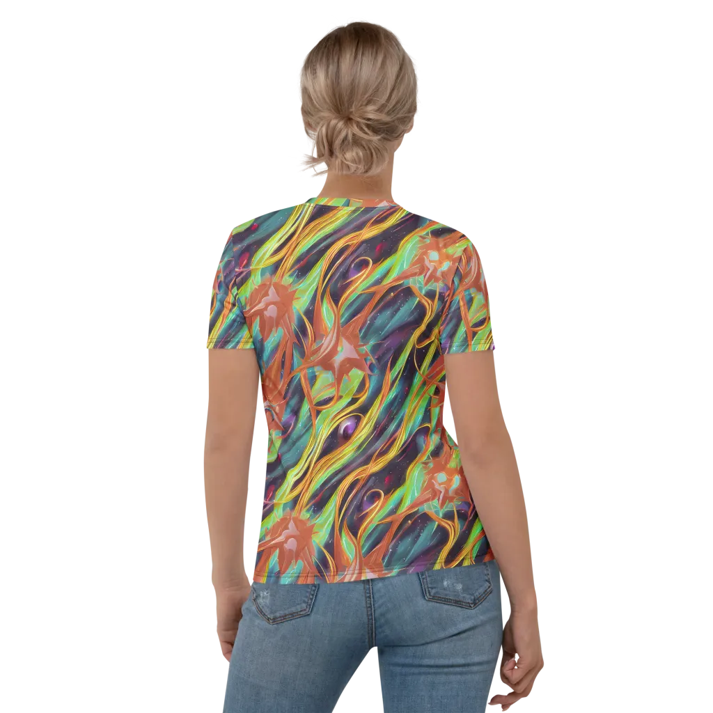 Neon Tidal Bloom on Women's Crew Neck T-Shirt — Back