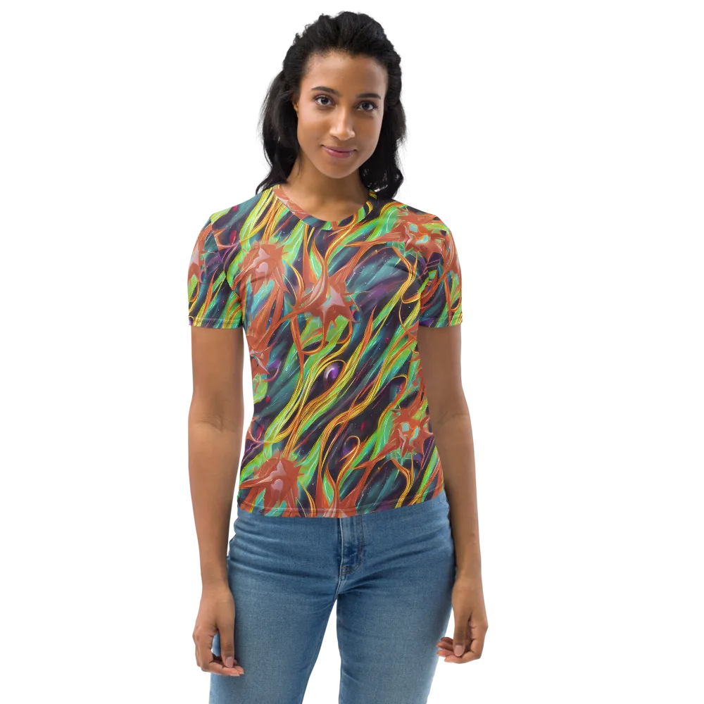 Neon Tidal Bloom on Women's Crew Neck T-Shirt — Front